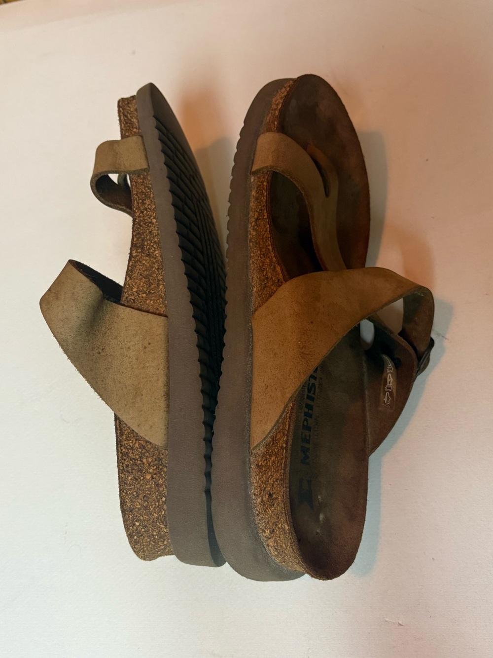 Mephisto Taupe Nubuck Cork-Top Slide Sandals - Picture 5 of 7